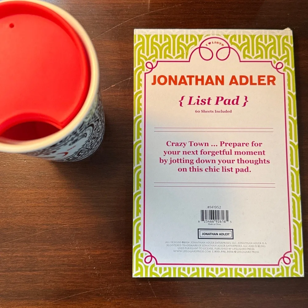JONATHAN ADLER x STARBUCKS (Red) Travel Mug & List Pad Bundle